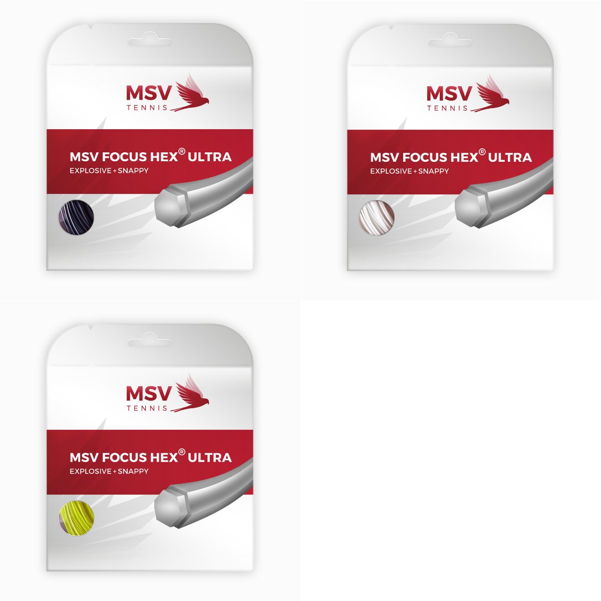 MSV Focus HEX® Ultra Tennissaite 12m Set (1,30mm Weiss im SALE)